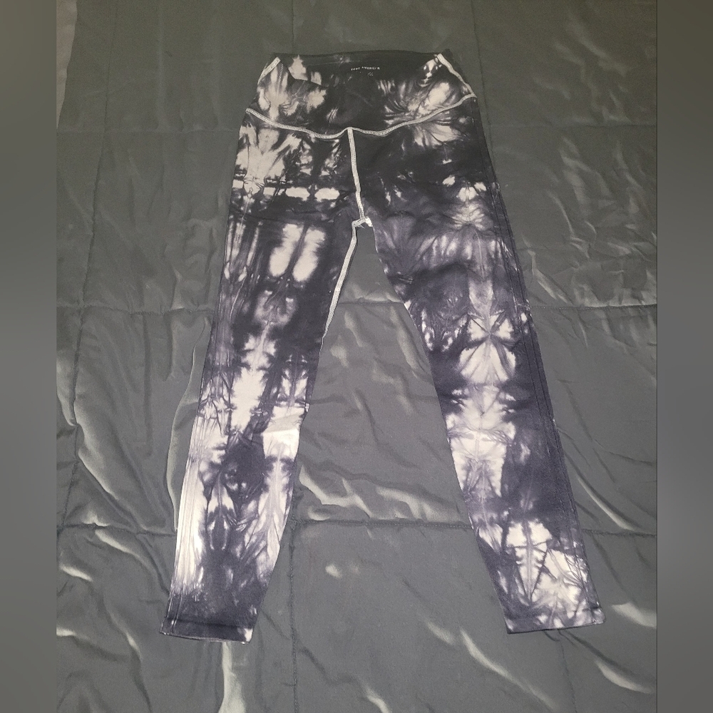 Good American Black White Tie Dye Seamless High Rise Leggings Sz 3/4 XL